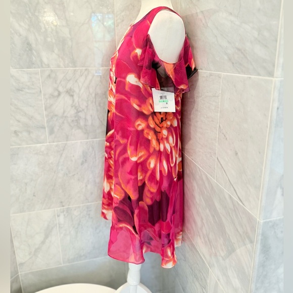 KENSIE Floral Print Cold Shoulder Dress - NWT $108 - WOMEN’S SIZE 8 - Picture 5 of 11